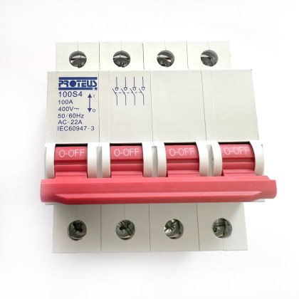 Proteus Geyer 100S4 AC-22A 100A 100 Amp 3P+N 4 3 Pole Phase Isolator Main Switch Disconnector